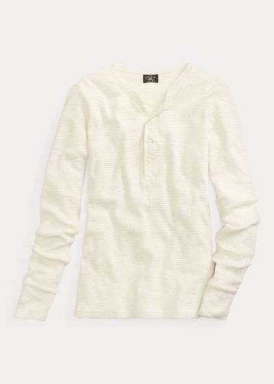 Henley Ralph Lauren Mujer Blancos - Slim Waffle-Knit Cotton - ECVFW8021